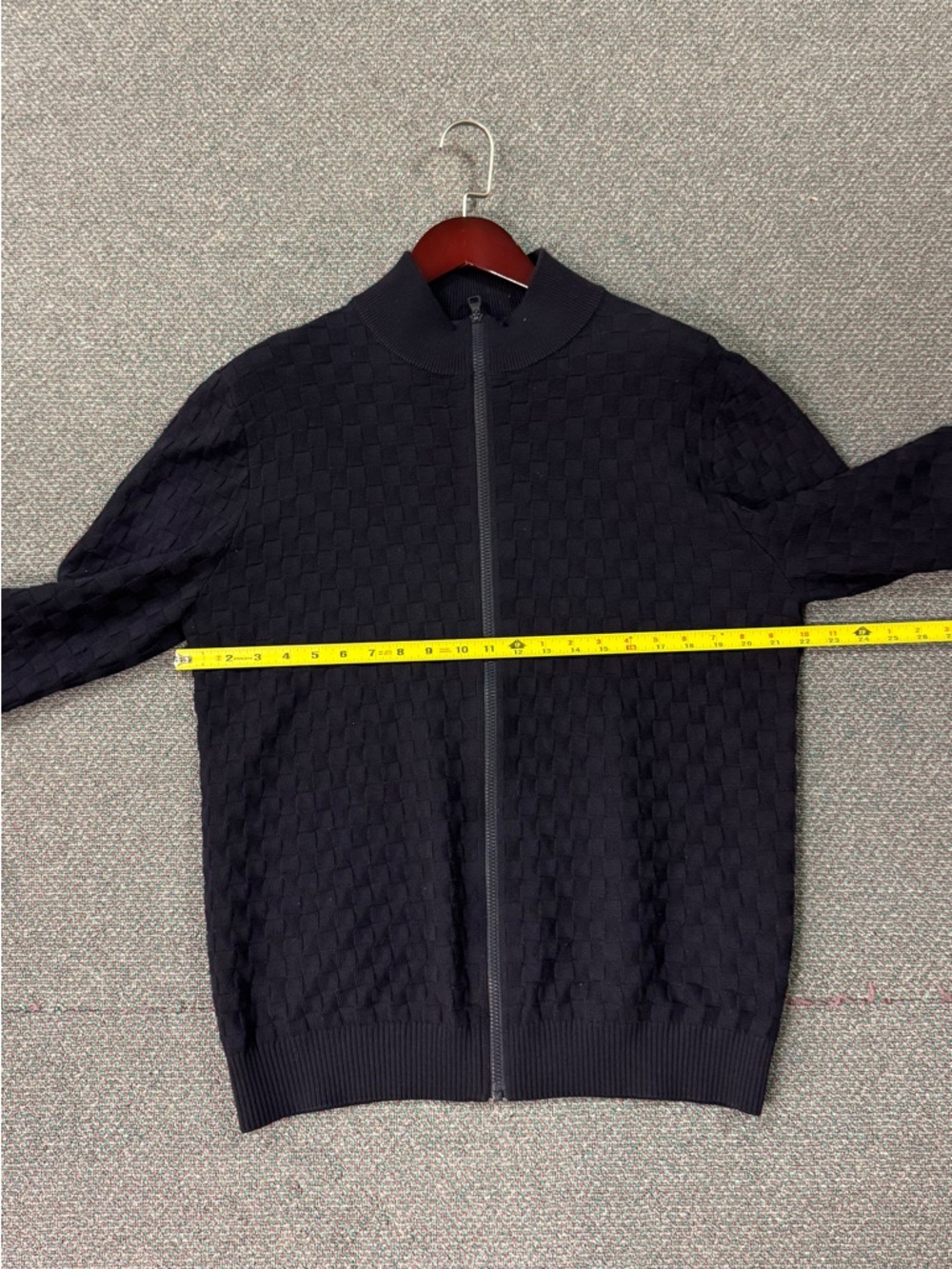 Louis Vuitton Dark Blue Checkered Zip-Up Sweater - Picture 7 of 16